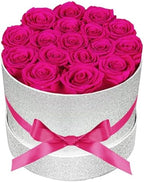 Prifroti 17 Hot Pink Flowers in Glitter Box, Birthday Gifts for Women, Preserved Flowers, Mothers Day Roses Gift for Mom by Prifroti