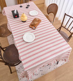 vctops Farmhouse Red Stripe Ruffle Table Cloth, Boho Cotton Linen Tablecloth, Washable Table Cover for Square Table Baby Shower Kitchen Party Wedding Decor (Red A,70"x70") - Image 4