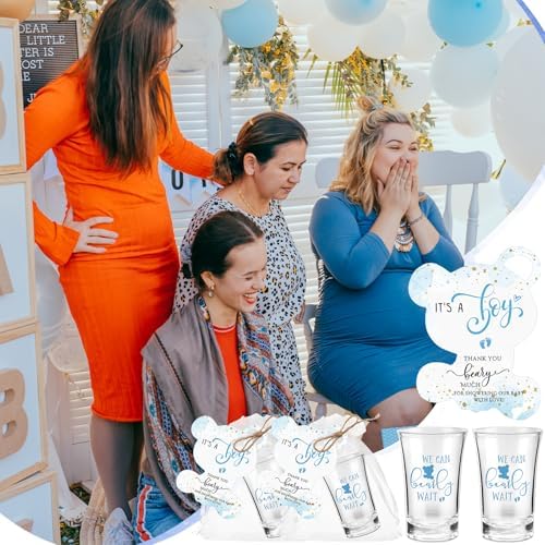 Pickmesh 50 Sets Baby Shower Shot Glasses for Guests Include We Can Bearly Wait Acrylic Shot Glasses It's a Boy Bear Cards Bags for Boy Gender Reveal Party Favors Supplies - Image 6