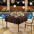 2 Pack Chocolate Spandex Tablecloths for 34x34 Inch Square Tables, Stretch Fitted Table Clothes with Pleated Ruffle Skirt for 34” Table, Wrinkle Free and Elastic, for Party Kitchen Home Dining - Image 3