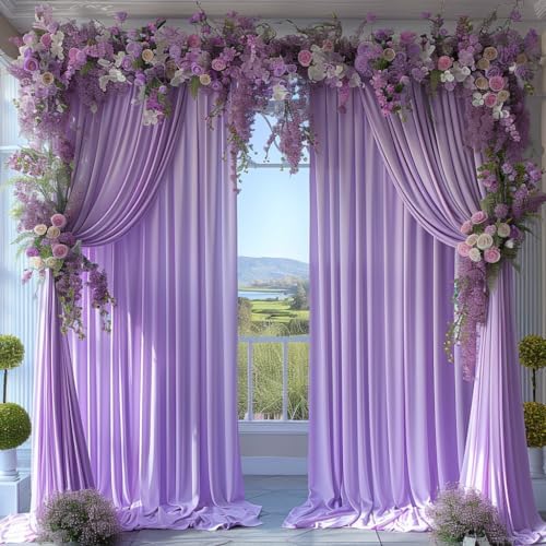 20x10ft Wrinkle Free Lavender Backdrop Curtain for Parties Soft Fabric Drapes Wedding Curtain Backdrop for Birthday Party Decorations Background for Photography 5x10ft,4 Panels - Image 5