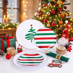 WONDERFUL 180Pcs Easy Prep Christmas Plastic Plates For Dinner Tree Design - Image 2