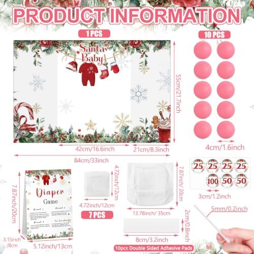 Ctosree 31 Pcs a Santa Baby Is on the Way Diaper Game Set - Image 3