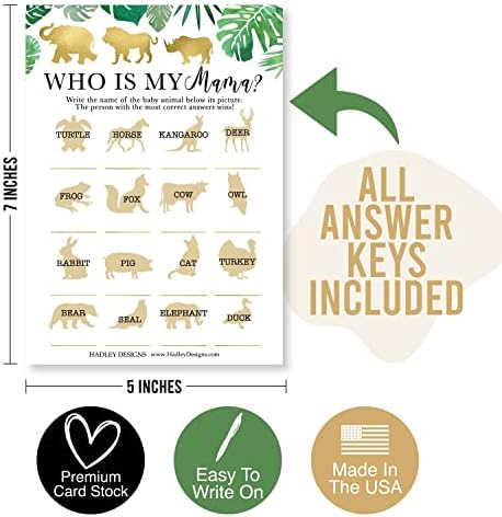 Hadley Designs Hilarious Baby Shower Games Set – 25 Double-Sided Cards for 25 Guests, 2 Games, Baby Animal Matching, Nursery Rhyme, Gender Neutral and Fun for Boys & Girls (Safari) (Pack of 2) - Image 5