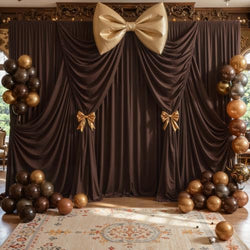 40ft x 10ft Brown Backdrop Curtains, Brown Drapes for Backdrop Fabric by HBBMAGIC