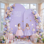 Blue Purple Arch Backdrop Cover Set of 2 Birthday Party Arch Covers 7.2 and 6ft Wedding Arch Cover Stretchy Backdrop Bridal Baby Shower Lavender Lilac Arch Covers Spandex - Image 3