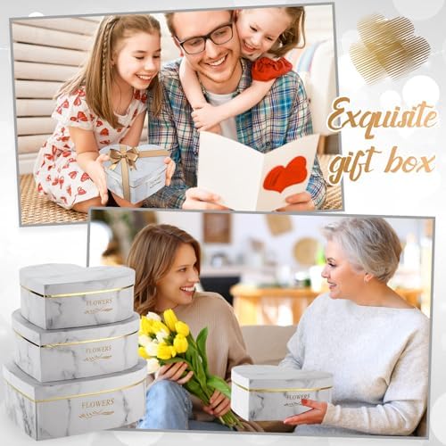 Glenmal 3 Pcs Heart Shaped Gift Boxes with Lids,White Marble - Image 5