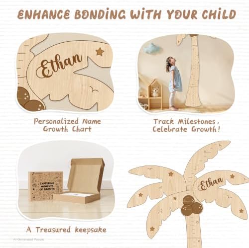 Personalized Name Kids Height Wall Chart - Coconut Tree Wood Height Chart - Image 4