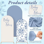 Foilswirl Baby in Bloom Balloon Arch Kit 34 Pcs Blue Baby Shower Party Decorations 4ft 5ft 6ft Blue and White Floral Spandex Arch Backdrop Cover with Balloons for Shower Decor - Image 4