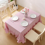 Pink White Gingham Ruffled Table Cloth Rectangular 70"x52" - Image 3