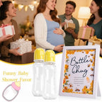 Funny Bottle Chug Baby Shower Drinking Game for 15 Guests, Includes 15 Pack 8.5oz Baby Bottles with Nipples & Standing Wood Framed Sign, Western Cowboy Baby Shower Favors & Party Activities(Yellow) - Image 4