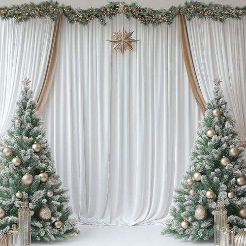 White Backdrop Curtains for Wedding Parties, 20x7FT Wrinkle Free Photo Backdrop Curtains for Wedding Birthday Party Baby Shower, Fabric Drape with Rod Pockets 5ft x 7ft, 4 Panels - Image 2
