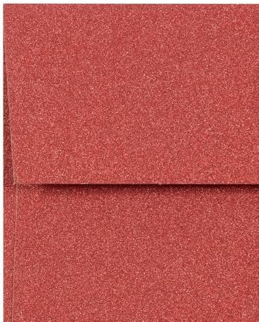 LUXPaper A2 Invitation Envelopes | Peel & Press | 4 3/8" x 5 3/4" | Holiday Red Sparkle | 90lb. Text | 50 Qty - Image 3