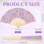 RattanView 30 Pcs Flower Tea Party Folding Hand Fan Bulk with Organza Bag Wedding Party Favor for Guests Floral Foldable Handheld Paper Fan for Bridal Shower Birthday Parties Supplies Decor Gift - Image 2