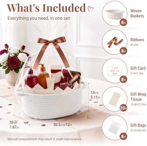 8 Pack Small Woven Gift Baskets Empty to Fill, Cute Gift Basket - Image 2