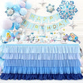 Blue Tablecloth Tutu Table Skirt for Frozen Under the Sea Party Decorations Gender Reveal Birthday Elephant Baby Shower 9ft by Besutolife