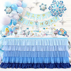 Blue Tablecloth Tutu Table Skirt for Frozen Under the Sea Party Decorations Gender Reveal Birthday Elephant Baby Shower 9ft by Besutolife