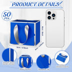 Yeaqee 50 Pcs Mini Metallic Paper Gift Bags with Handle, Royal Blue, Silver - Image 2