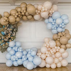 Brown And Blue Balloon Garland Double Stuffed Nude Tan Light Blue Beige Latex Balloon Arch Kit for Neutral Baby Shower Teddy Bear Gender Reveal Wedding Birthday Party Decorations - Image 2