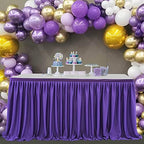17ft Purple Table Skirt for Rectangle Tables Polyester Table Skirt Desk Skirts Ruffle Table Skirt Cloth for Birthday Party Banquet Purple Theme Party Wedding Bridal Shower Table Skirts - Image 6