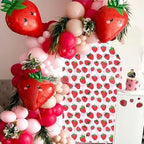 Arch Stretchy Fabric Covers Strawberry Theme Arched Stand Backdrop Covers for Girls Sweet Birthday Parties Baby Shower Favors Decorations Supplies (4.6x8FT Only Cover) - Image 3