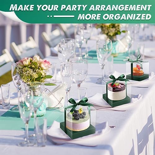 Thenshop 50 Pcs Clear Cupcake Boxes Individual 3.5 Inch, Green - Image 6