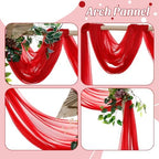 Pack of 2 Wedding Arch Drape Panel Fabric 30" x 50ft - Red - Image 5