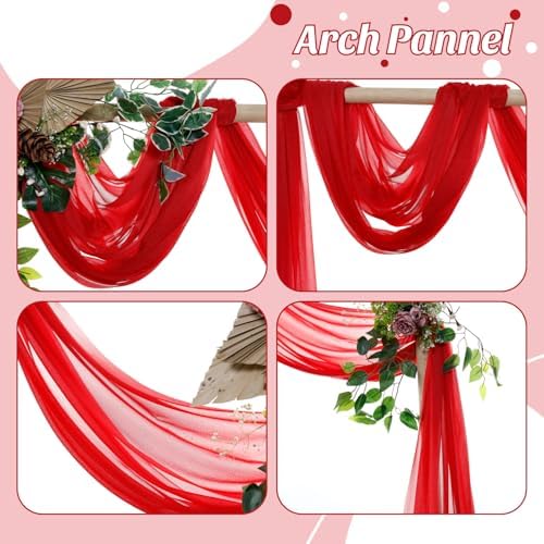 Pack of 2 Wedding Arch Drape Panel Fabric 30" x 50ft - Red - Image 5