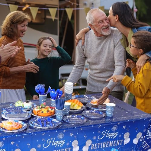 Funnymoom 452 Pcs Blue Silver Retirement Party Supplies Decorations for 50 - Image 4