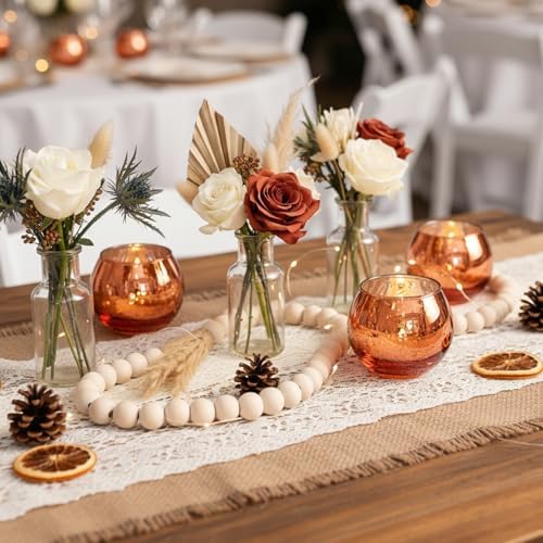 24 Pcs Burnt Orange Candle Holders- Mercury Glass Candle Holders for or Boho Wedding Centerpieces, Bridal Shower, Party Table Decor, Fall and Holiday Home Decoration - Image 5