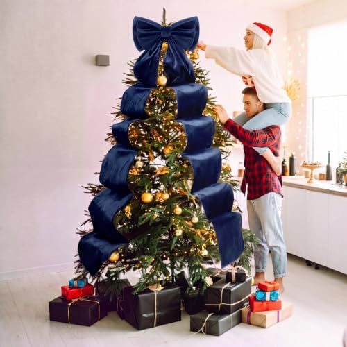 Wavwavw Christmas Giant Velvet Bow Decor Navy Blue Big Bow, 75 x 18 Inches - Image 4
