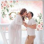 Avezano Girl Baby Shower Backdrop Pink Floral Sweet Baby Baby Shower Banner A Sweet Little Girl is on Her Way Party Decorations Banner (8x6ft) - Image 5