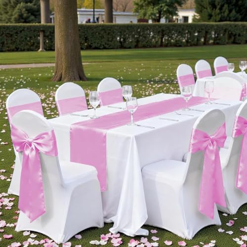 MDS® Pack of 150 Satin Chair Sashes for Wedding & Events – Pink - Image 6
