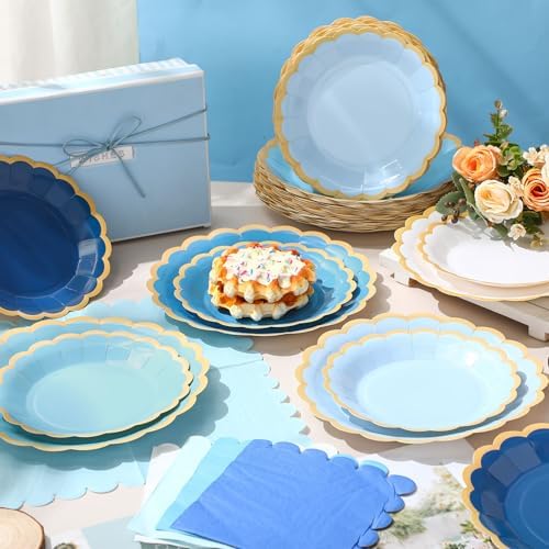 Zhehao 150 Pcs Blue Paper Plates Napkins Serves 50 - Image 2
