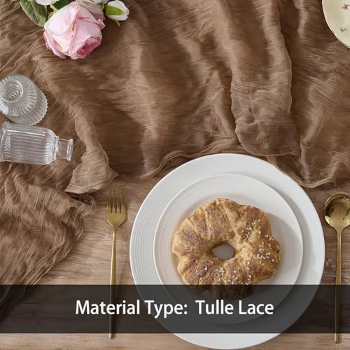 12 Pack Coffee Brown Cheesecloth Table Runners, 120 Inch 10Ft Gauze Table Runner for Wedding Birthday Party Baby Shower Home Decorations - Image 4