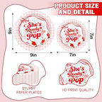 Shes Ready to Pop Red Disposable Tableware, Baby Shower Set for 25 Guests - Image 2