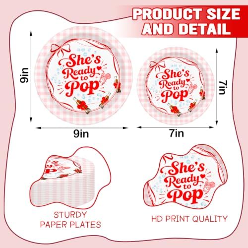 Shes Ready to Pop Red Disposable Tableware, Baby Shower Set for 25 Guests - Image 2