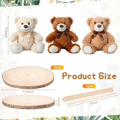 Canlierr 12 Set Bear Centerpieces with Stick, 23-26" Round Circle Slice - Image 2