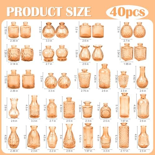 Glass Bud Vases in Bulk Small Mini Amber Vase for Flowers 40pc - Image 2