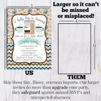 Amanda Creation 20 Custom Baby Shower Invitations with Envelopes – Personalized A Baby is Brewing Coffee Bean Themed Invite Set for Baby Boy, 5x7 Custom Cards, Made in USA - Image 7