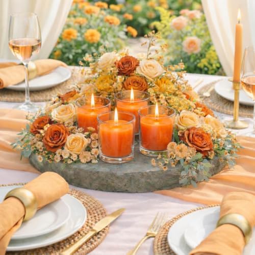 Set of 72 Richland Votive Candles Orange Unscented and 72 Clear Glass Eastland Votive Holders - Image 4