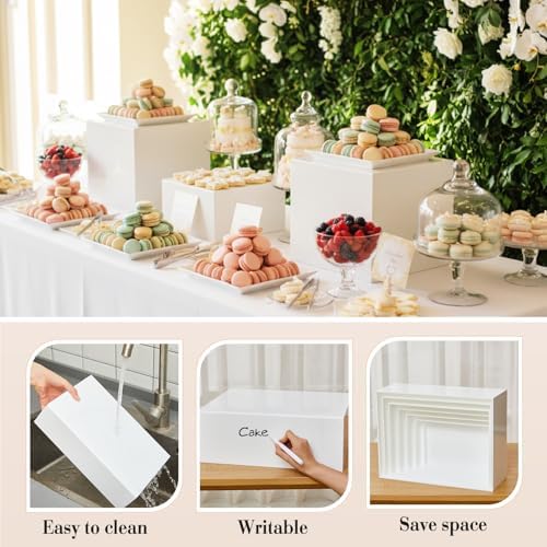 Leinuosen 7 Pcs Extra Large Acrylic Buffet Risers, 10-16" Rectangle, White - Image 3