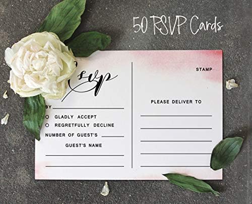 50 Blank RSVP Cards With White Envelopes- Watercolor Splash Style Response Card-RSVP For Wedding-Rehearsal Dinner-Baby Shower-Bridal Shower-Engagement Party Invitations - Image 5