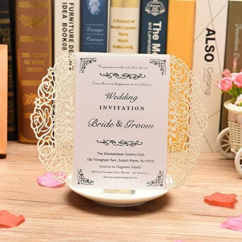 FOMTOR Laser Cut Wedding Invitation Set with Envelopes & Inserts & Seals – Perfect for Weddings, Bridal Showers, Engagements & Anniversary Celebrations - Silver, 25pcs - Image 4