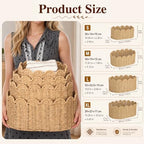 Pinkunn 4 Set Premium Scalloped Basket, Wicker Storage Baskets, 4 Sizes - Image 2