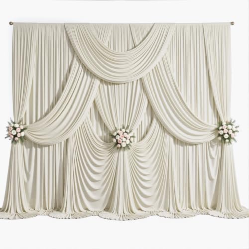 40ft x 10ft Beige Backdrop Curtains, 4 Panels Beige Drapes for Backdrop - Image 6