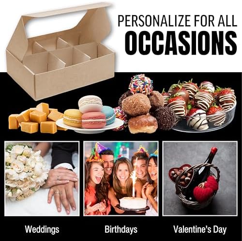 25 pcs Kraft Mini Truffle Box for 6 treats with Window and Dividers, Bakery Boxes, 5 x 3.5 x 1.57 Inches VERY SMALL Baking Boxes, Square Truffles Box Decorating Supplies for Gift Giving - Image 5