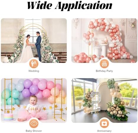 7.2ft Metal Wedding Arch, Gold Freestanding Balloon Arch Backdrop Stand with Base, Open Garden Lawn Backdrop Arch, Indoor Outdoor Decoration for Wedding Ceremony, Party - Image 6