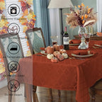 SASTYBALE Rectangle Jacquard Tablecloth, Rust Red/Burnt Orange, 60"x120" - Image 4