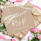 Andaz Press 56-Pack Personalized RSVP Postcards for Wedding Rustic String Lights Cardstock Response Reply Cards for Bridal Shower Baby Shower Birthday Event Custom Date and Return Address 4 x 6-Inch - Image 3